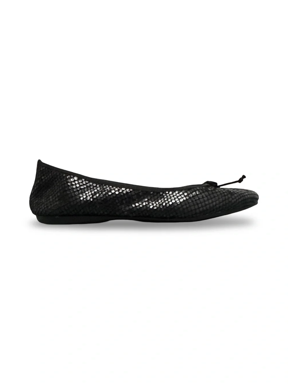 Italian Shoemaker Contesa Black Snake-Texture Leather Ballet Flat Women’s 7